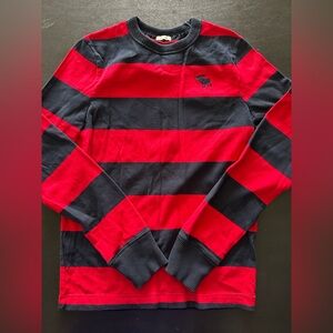 Abercrombie & Fitch Navy & Red Striped Crewneck